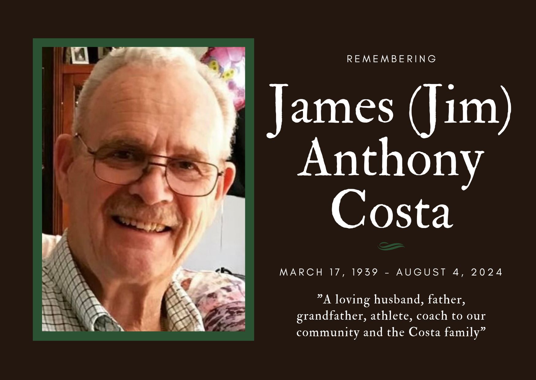 Remembering DVC Track &amp; Field and XC HOF Coach, James (Jim) Anthony Costa