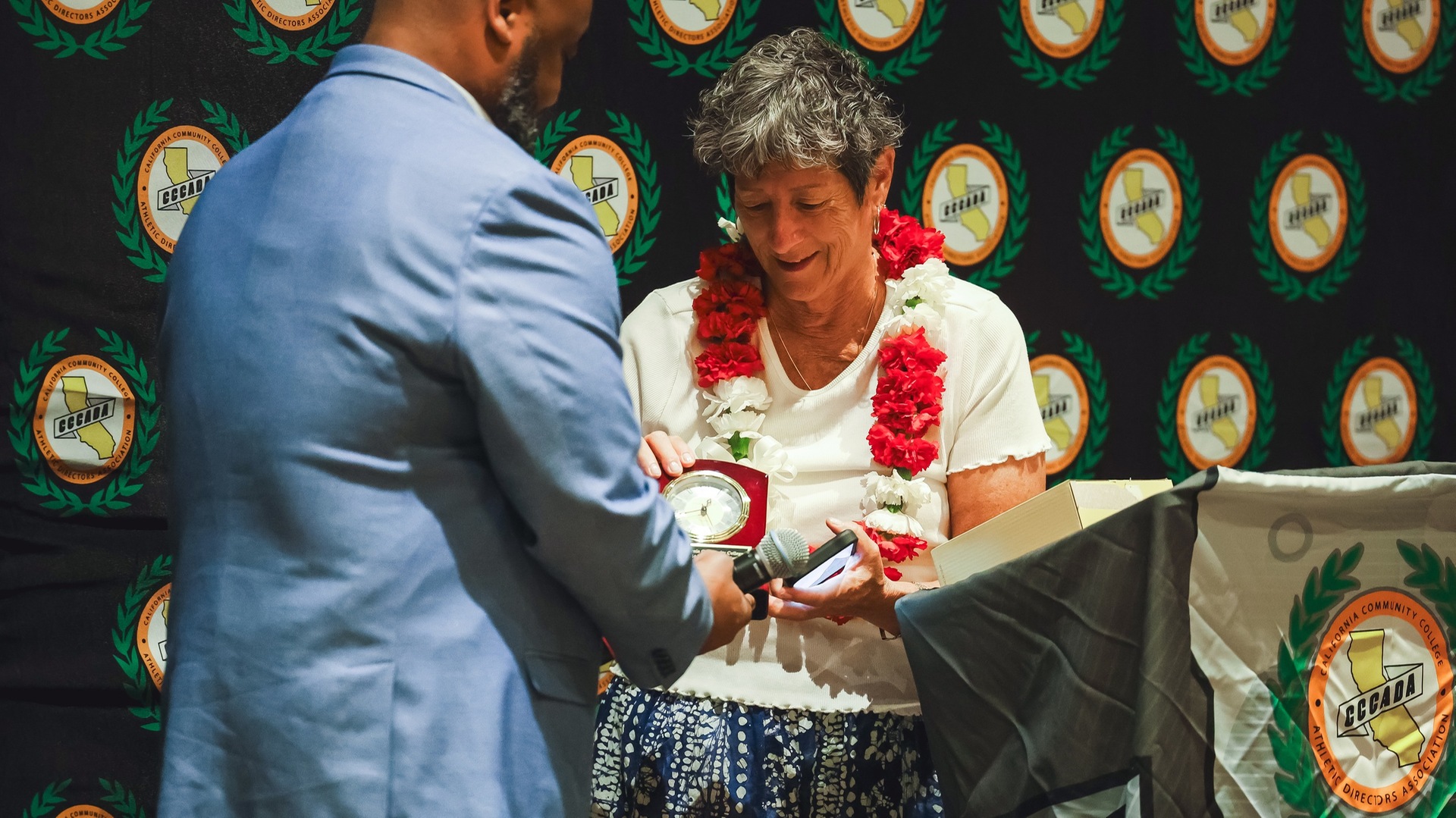 Jeanne Calamar receives her CCCADA HOF award